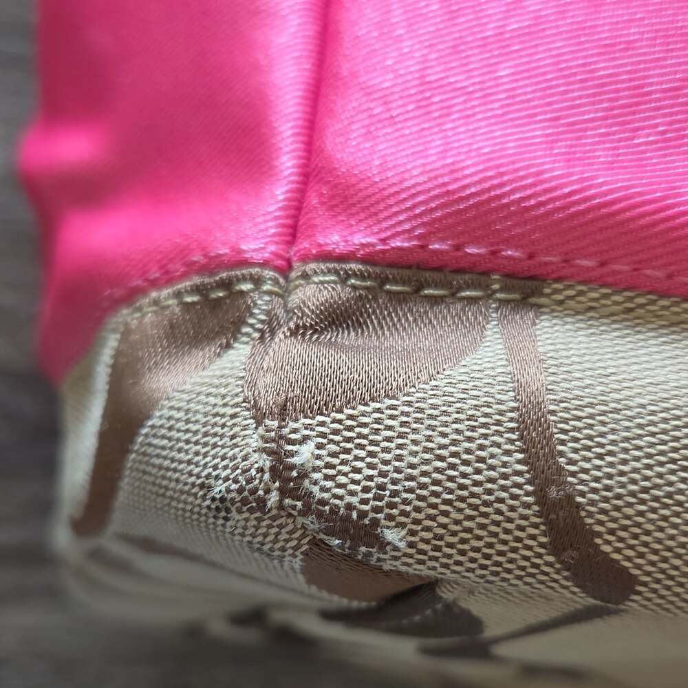 2000's Coach Signature Logo Tote Bag Large Brown Pink Diaper Bag Vtg Y2K - Picture 12 of 14